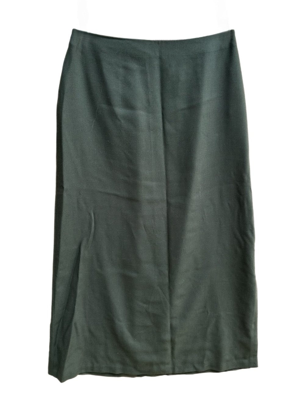 NWT Linda Allard Ellen Tracy Classic Dark Wool Lined Green Skirt with Side Slit